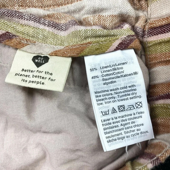 Madewell Linen Blend Multicolor Striped Shorts Elastic Waist Pockets Womens - Picture 4 of 4